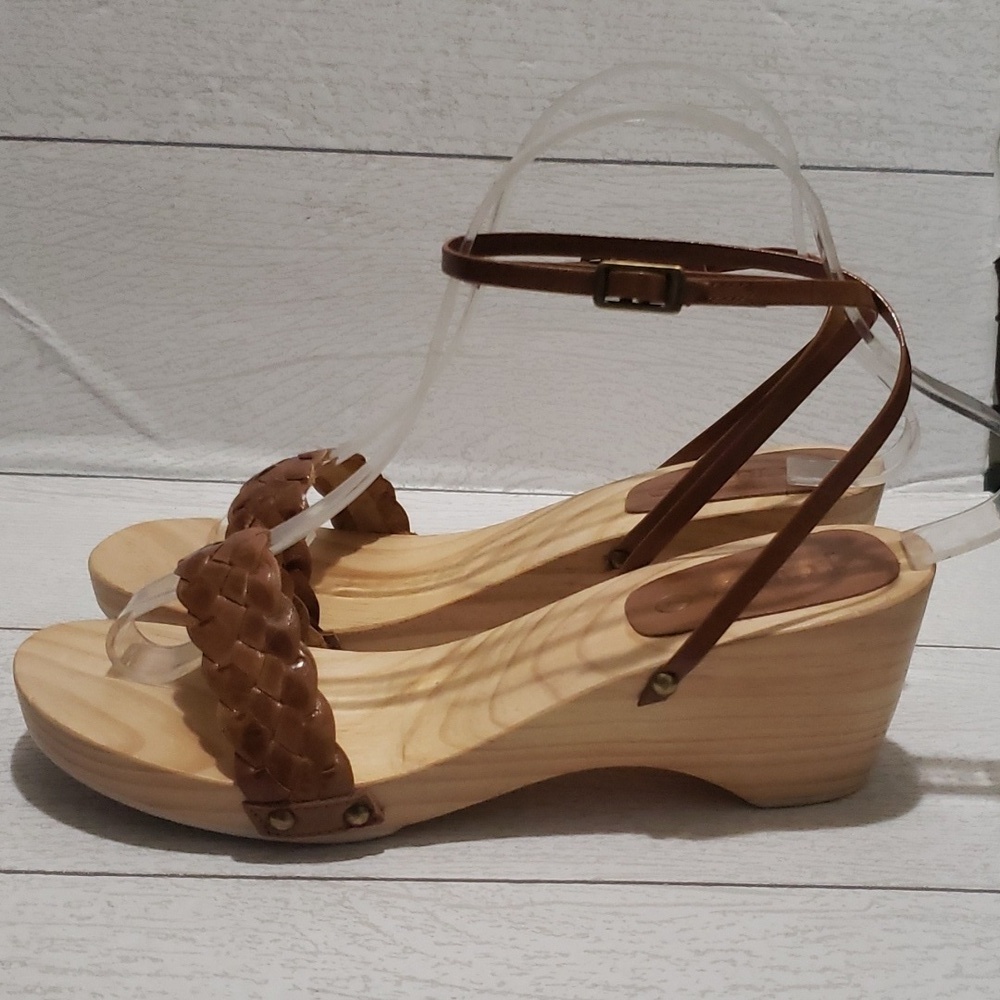J. Crew new wood platforms ankle strap sandals 7 - Picture 5 of 8